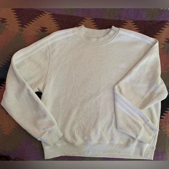 NWOT ADIDAS SPORTSWEAR ESSENTIALS 3-STRIPES HALF-NECK FLEECE SWEATSHIRT - L - Picture 3 of 16